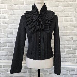 Hinge Wool Blend Ruffle Neck Jacket S Dark Romantic Victorian Steampunk Acadamia
